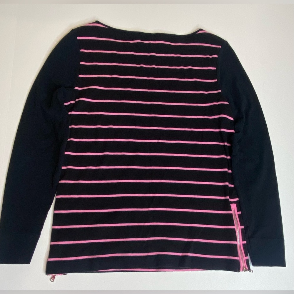 Lauren Ralph Lauren Large Pink Striped Sweater Shirt Soft Chic Preppy‎ - Picture 9 of 14